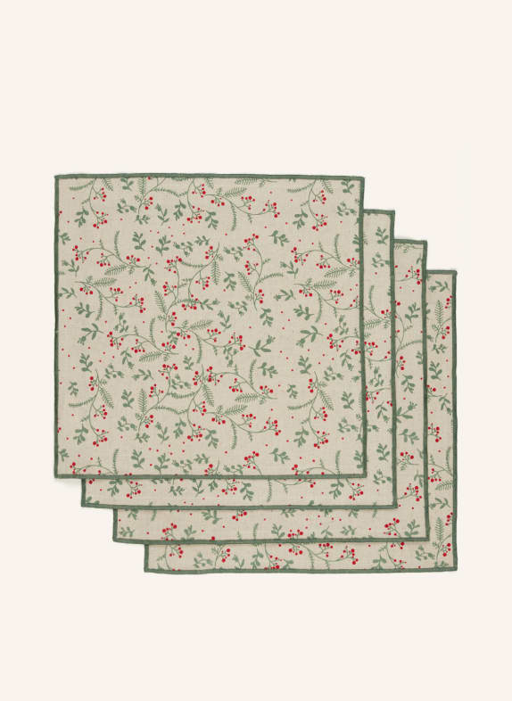 PAD Set of 4 napkins WONDERLAND GREEN/ BEIGE/ DARK RED