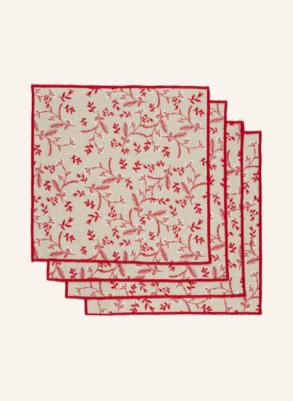 PAD Set of 4 napkins WONDERLAND DARK RED/ BEIGE/ WHITE