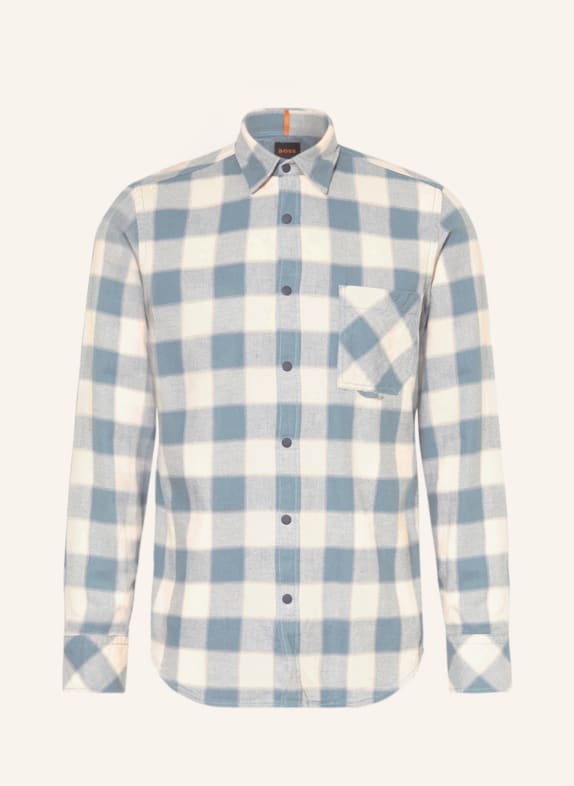 BOSS Flannel shirt RIOU regular fit WHITE/ TEAL