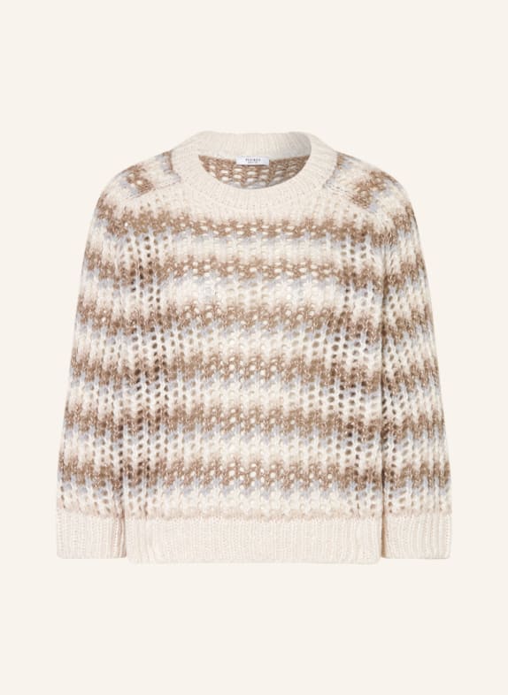 PESERICO Sweater with alpaca and sequins WHITE/ LIGHT GRAY/ LIGHT BROWN