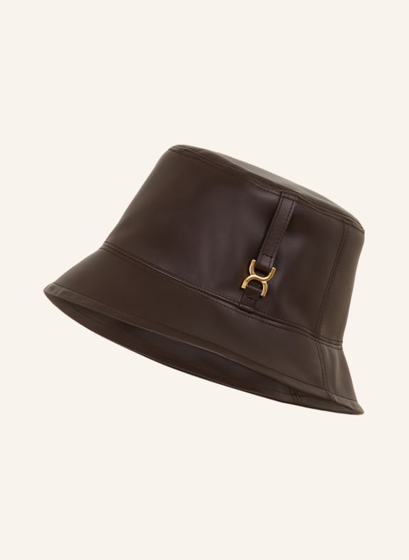Chloé Kožený klobouk Bucket Hat MARCIE Darkened Brown