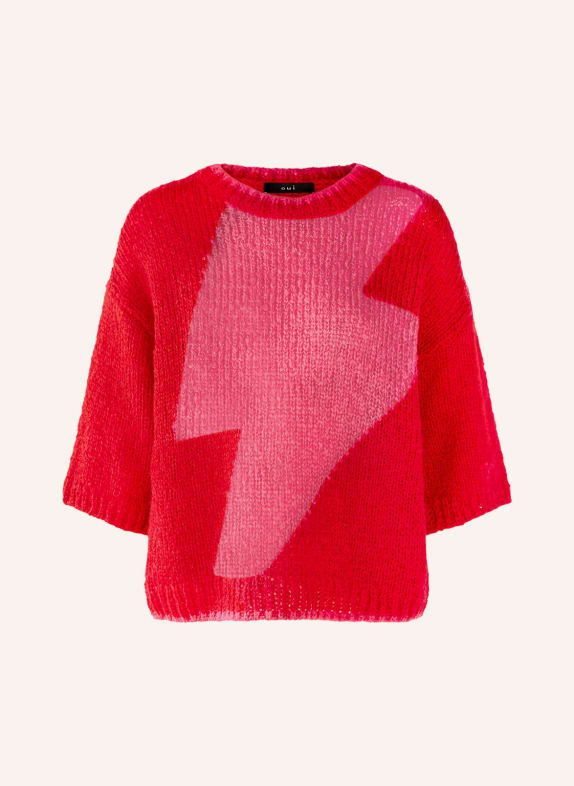 oui Pullover mit 3/4-Arm ROT/ ROSA