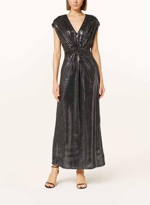 oui Cocktail dress with sequins BLACK/ SILVER