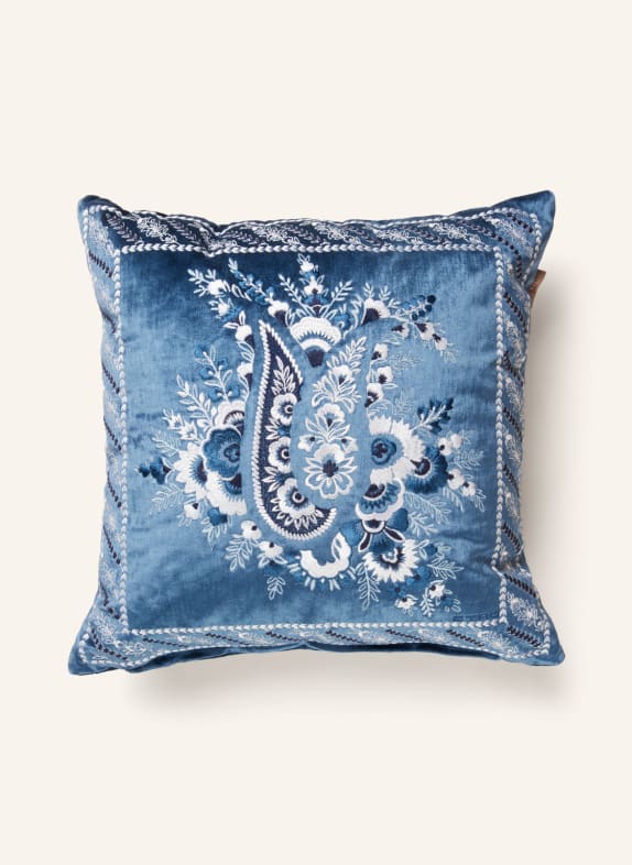 ETRO Home Decorative cushion made of velvet BLUE/ WHITE/ BLACK