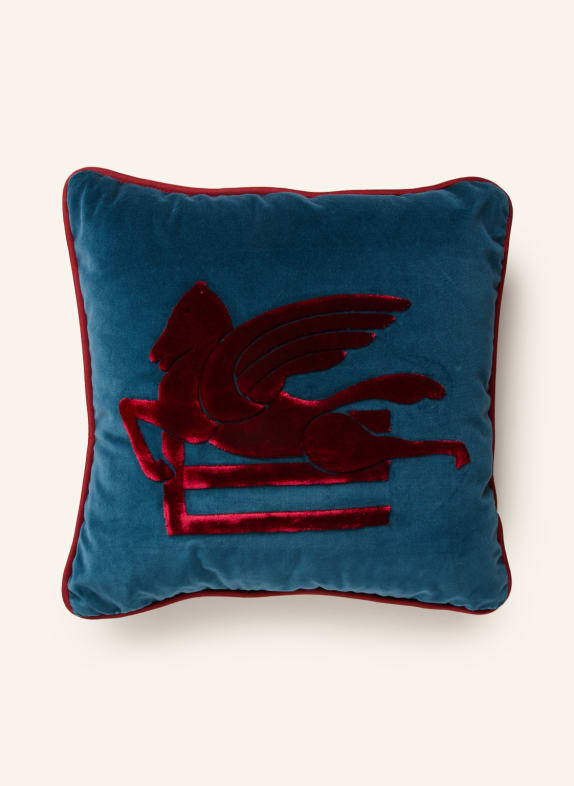 ETRO Home Decorative cushion made of velvet DARK RED/ BLUE