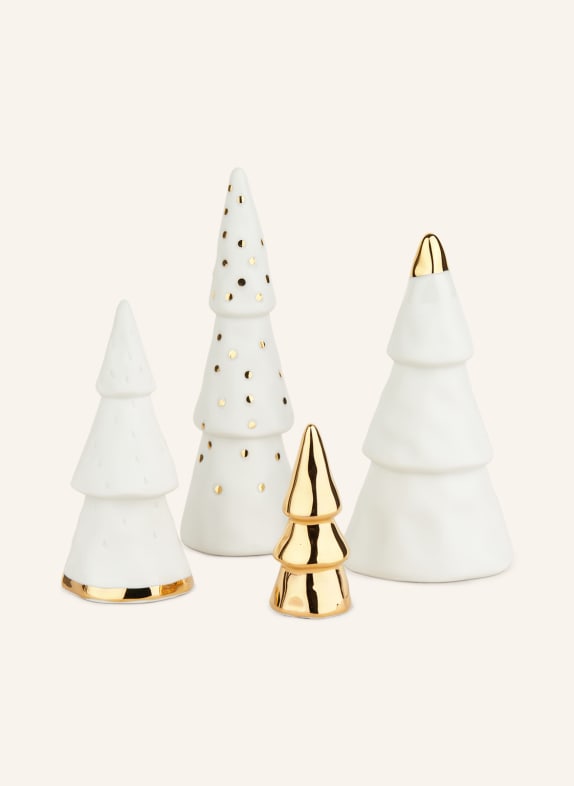 RÄDER 4er-Set Dekofiguren WEIHNACHTSWALD WEISS/ GOLD
