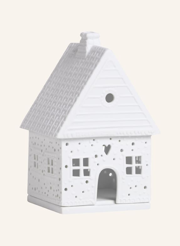 RÄDER Dekofigur LEBKUCHENHAUS SCHNEEBALL SMALL mit Teelichthalter WEISS
