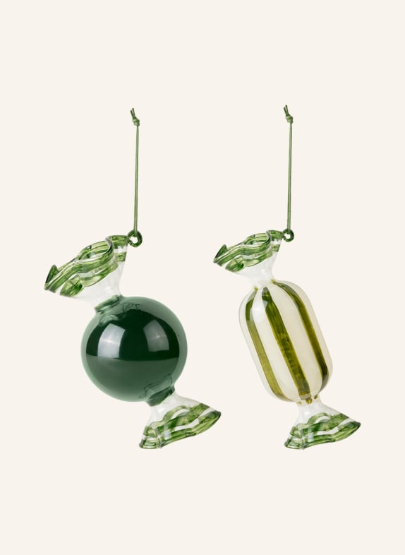 BROSTE COPENHAGEN Set of 2 decorative pendants CANDY GREEN/ WHITE