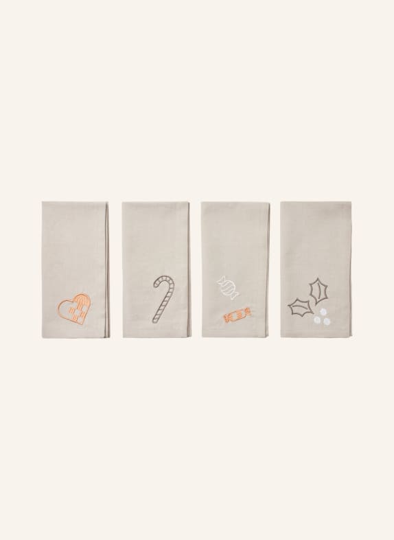 BROSTE COPENHAGEN Set of 4 cloth napkins FRYD BEIGE