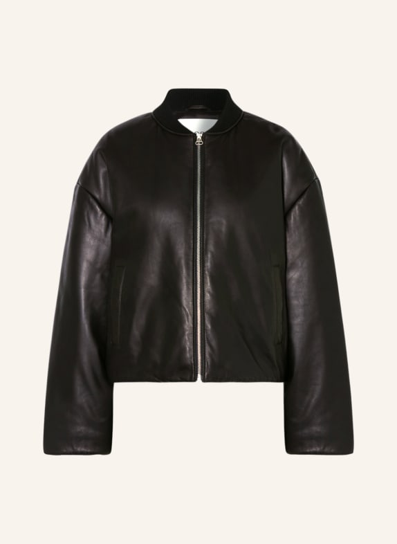 CLOSED Leather bomber jacket BLACK