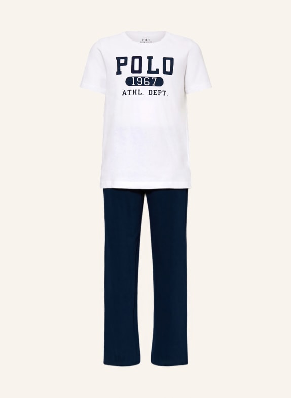 POLO RALPH LAUREN Schlafanzug WEISS/ DUNKELBLAU