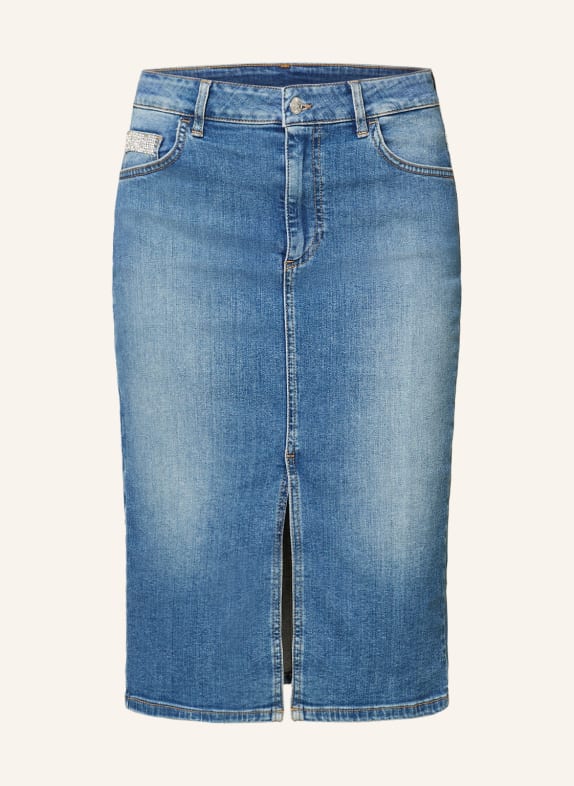 LIU JO Spódnica jeansowa z ozdobnymi kamykami 78713 Den.Blue dk.jewe.lux