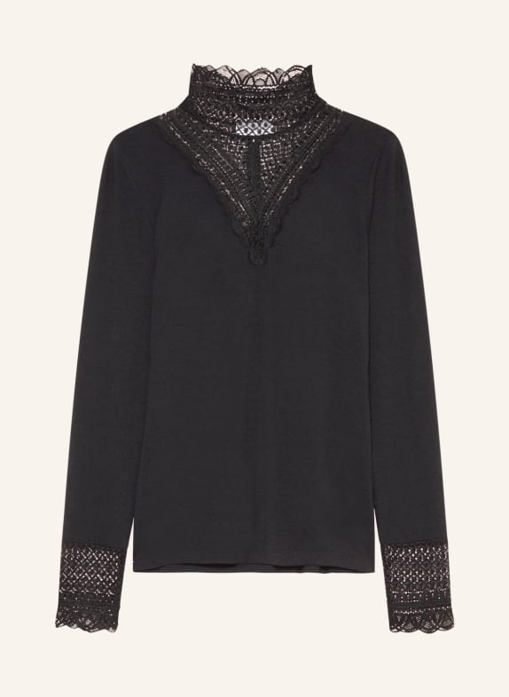 darling harbour Long sleeve shirt with lace BLACK