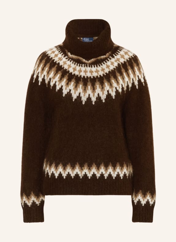 POLO RALPH LAUREN Turtleneck sweater in alpaca DARK BROWN/ BROWN/ LIGHT BROWN
