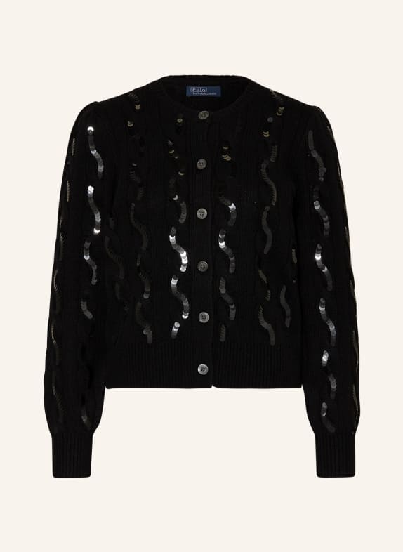 POLO RALPH LAUREN Strickjacke mit Pailletten SCHWARZ