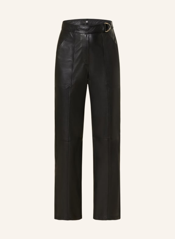 RIANI Leather trousers BLACK
