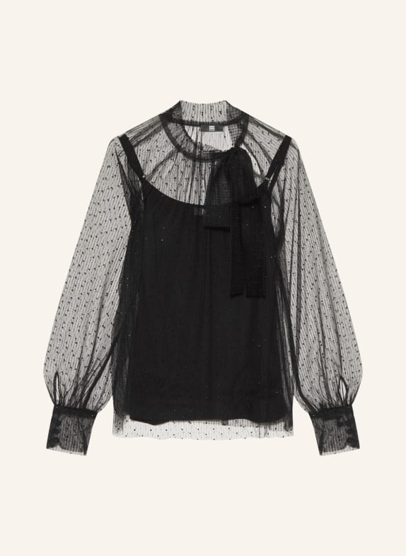 RIANI Shirt blouse made of mesh with decorative gems BLACK
