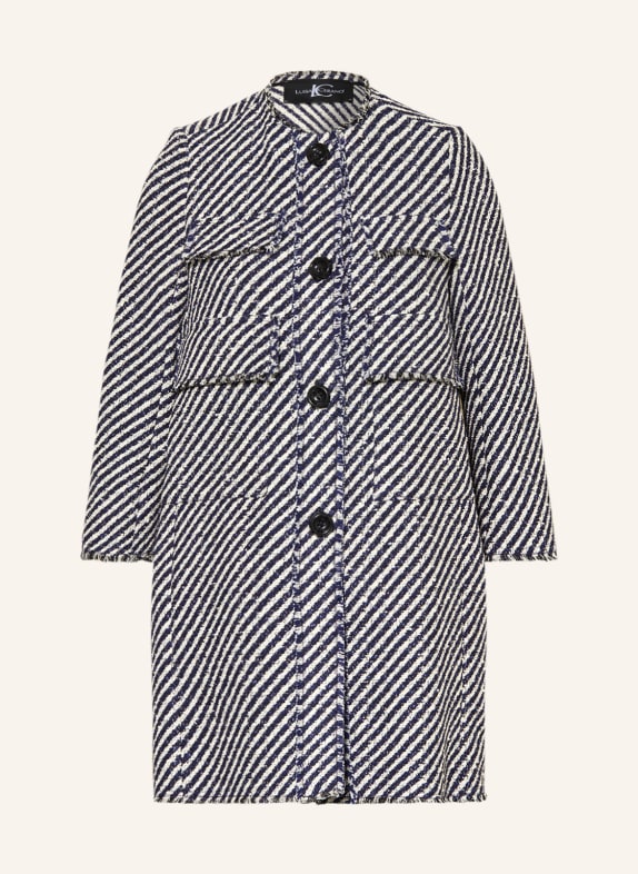LUISA CERANO Tweed-Mantel DUNKELBLAU/ WEISS