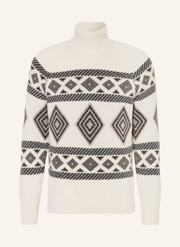 BRUNELLO CUCINELLI Turtleneck sweater in cashmere CREAM/ DARK BROWN/ GRAY