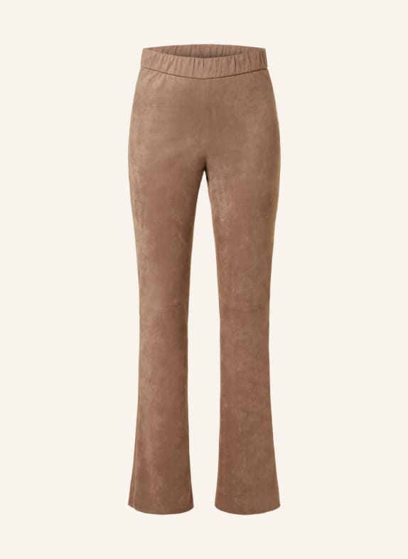 Juvia Bootcut trousers DELIA in leather look BROWN