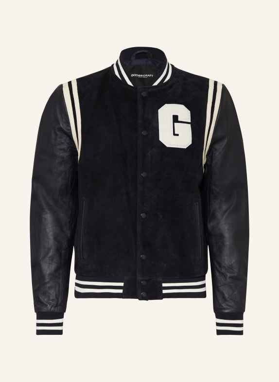 goosecraft College jacket MELROSE made of leather BLUE/ WHITE