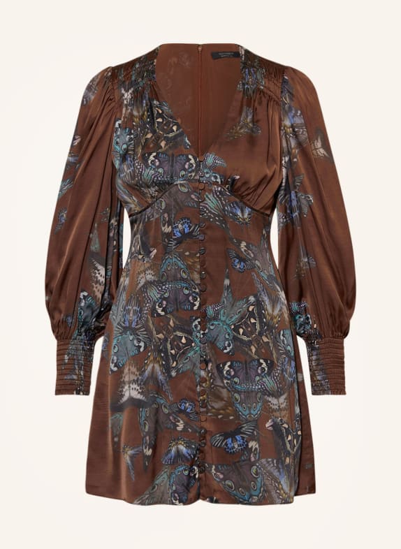ALLSAINTS Satinkleid AUDEN DIANA BRAUN/ BLAU/ BEIGE