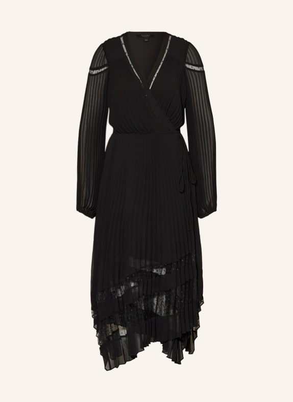 ALLSAINTS Wickelkleid SABRINA mit Plissees SCHWARZ