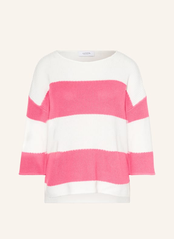 comma casual identity Pullover mit 3/4-Arm WEISS/ PINK