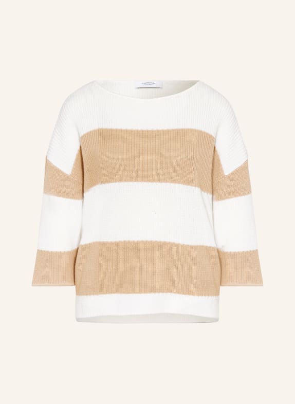 comma casual identity Sweater with 3/4 sleeves CAMEL/ WHITE