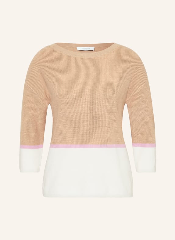 comma casual identity Pullover BEIGE/ WEISS/ ROSA