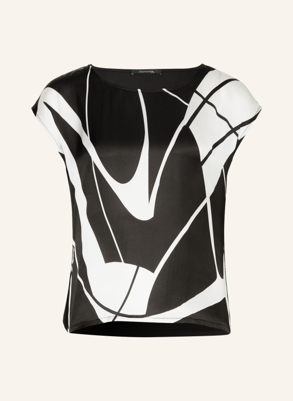 comma Shirt blouse in mixed materials BLACK/ WHITE