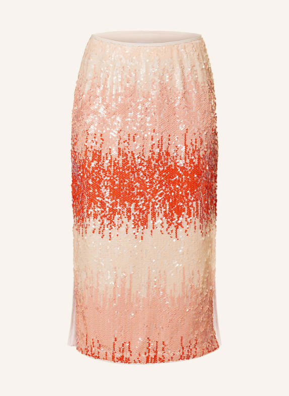 s.Oliver BLACK LABEL Skirt with sequins LIGHT ORANGE/ SALMON/ ORANGE