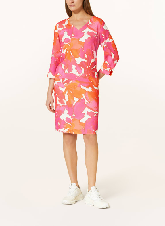 comma Dress with 3/4 sleeves PINK/ ORANGE/ ECRU