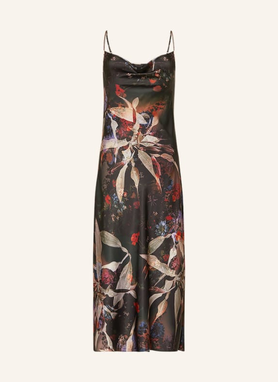 ALLSAINTS Satinkleid HADLEY TIPPI SCHWARZ/ ROT/ BEIGE