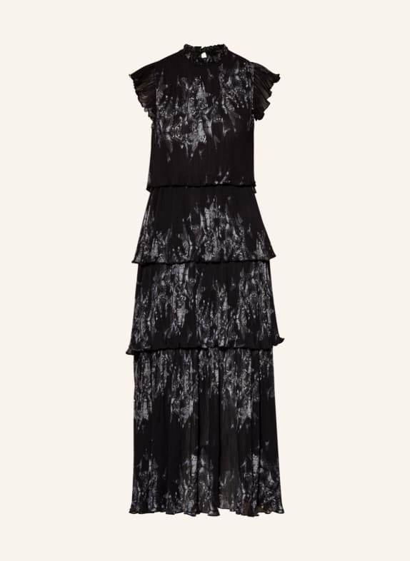 ALLSAINTS Plisseekleid MADI DIANA mit Cut-out SCHWARZ/ HELLGRAU