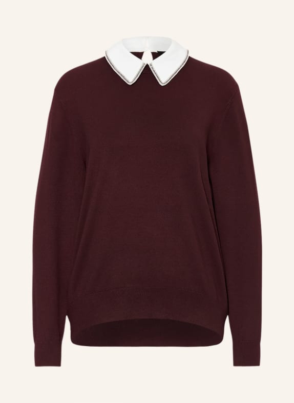 TED BAKER Sweater PENNIII with decorative beads DARK RED/ WHITE