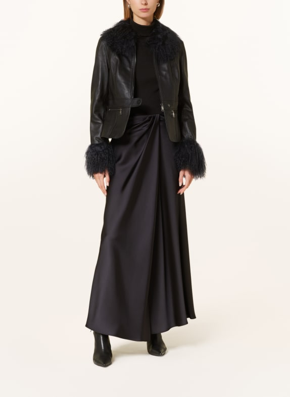 TED BAKER Lederjacke TILLYAH mit Kunstpelz SCHWARZ