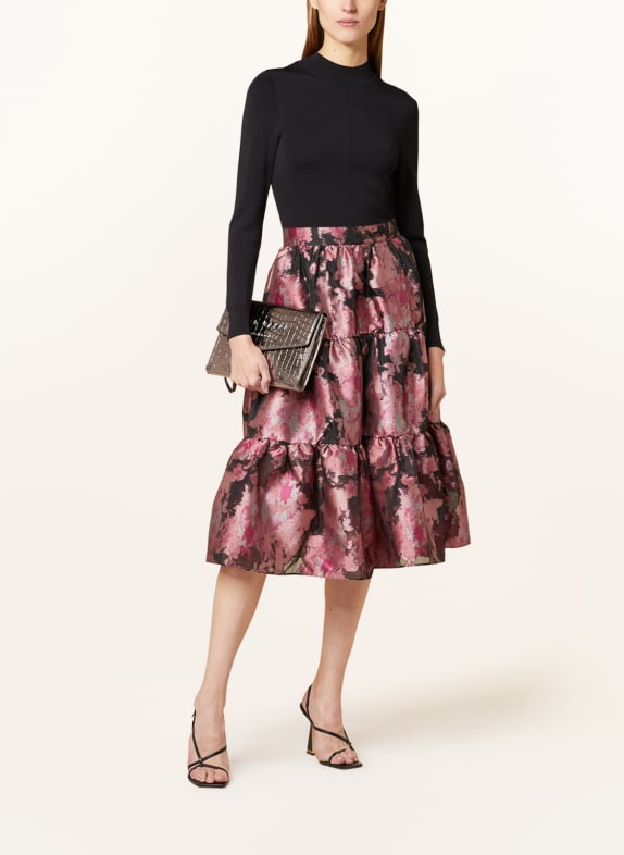 TED BAKER Dress KASYMAE in mixed materials BLACK/ DUSKY PINK/ FUCHSIA
