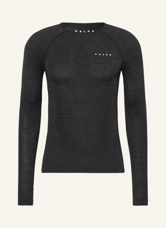 FALKE Functional underwear shirt WOOL-TECH with merino wool BLACK