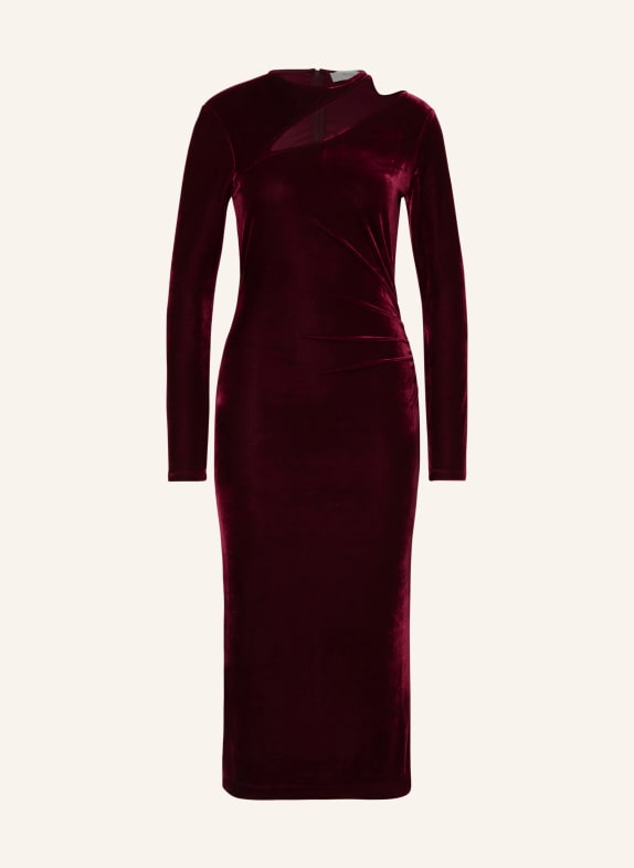 REISS Velvet dress MACEY with cut-out DARK RED