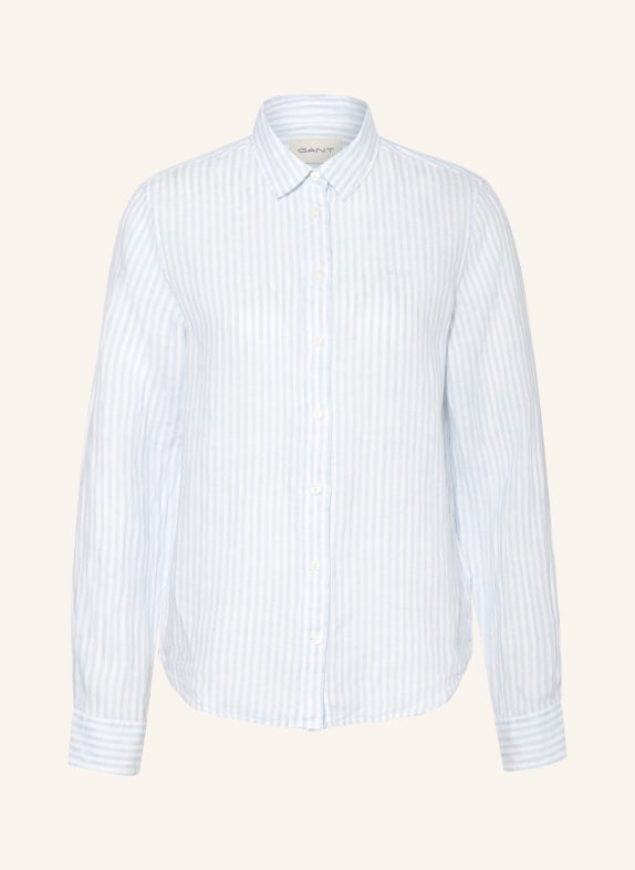 GANT Shirt blouse made of linen LIGHT BLUE/ WHITE