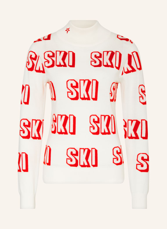 PERFECT MOMENT Sweater 3D made of merino wool WHITE/ RED