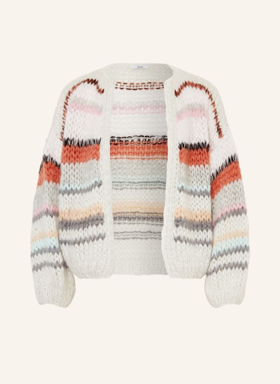MAIAMI Oversized knit cardigan with mohair GRAY/ LIGHT PINK/ BROWN