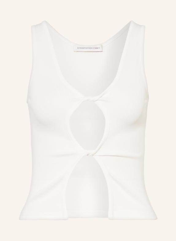CHRISTOPHER ESBER Top OPEN TWIST TANK with cut-out WHITE