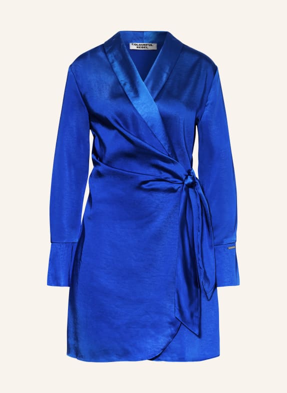 COLOURFUL REBEL Wrap dress DORIN made of satin BLUE
