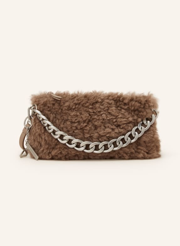 LES VISIONNAIRES Crossbody bag ALICE FURRY with real fur BEIGE