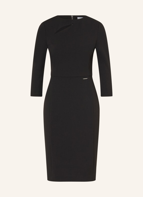 Calvin Klein Sheath dress with cut-out and 3/4 sleeves BLACK