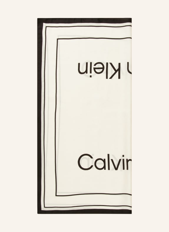 Calvin Klein Chusta jedwabna ECRU/ CZARNY