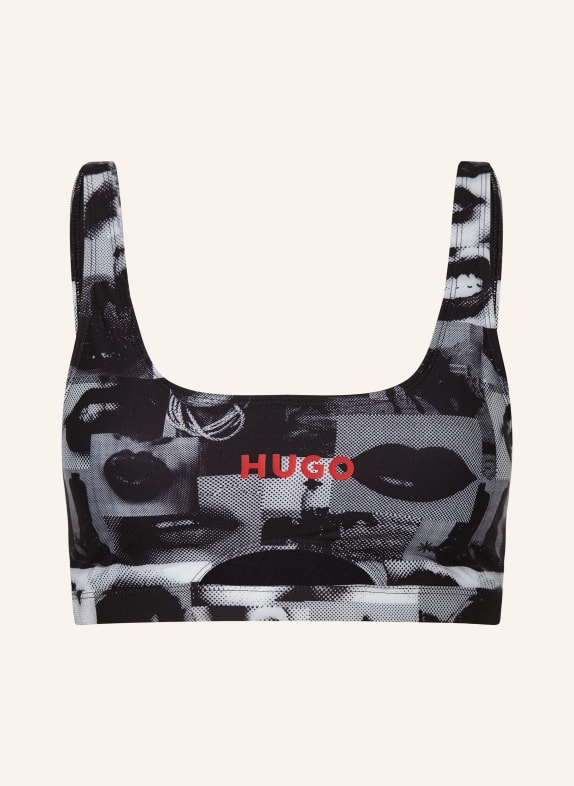 HUGO Bustier-Bikini-Top WESTERN LIPS SCHWARZ/ WEISS/ GRAU