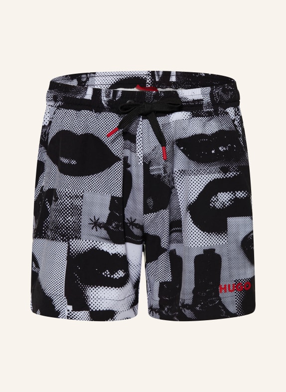 HUGO Swim shorts PANAMA BLACK/ WHITE